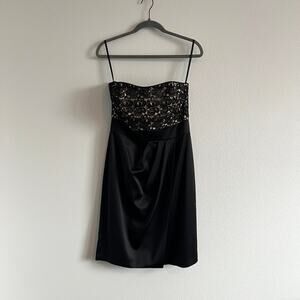 White House Black Market Strapless Cocktail Dress 8 Romantic-Goth Dark Coquette